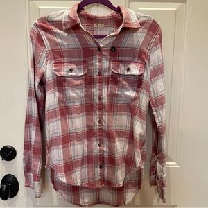 Hollister Plaid Shirt Flannel - Red Pink and White